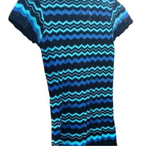 Rampage Sweater Turtleneck Short Sleeve Chevron Print